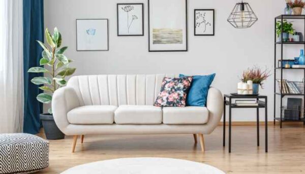 3 seat white sofa