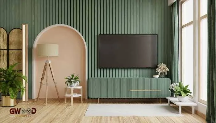 Modern Floating TV Unit medium to dark olive green