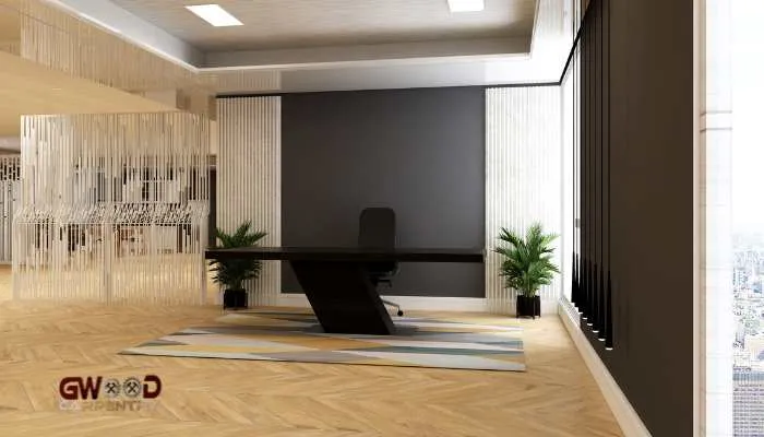 Modern brown grey office desk