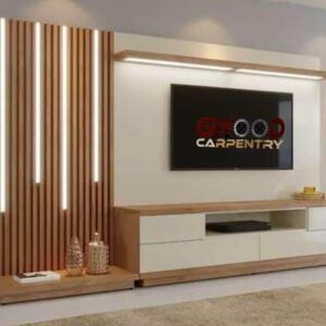 Modern floating wall unit white honey