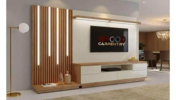 Modern floating wall unit white honey