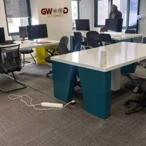 Modern office desk grey hello