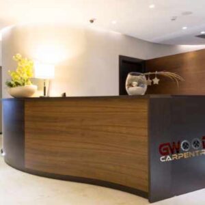 Modern reception desk design chestnut