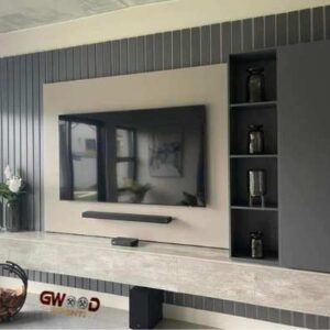 Modern wall unit gray and coastal boards
