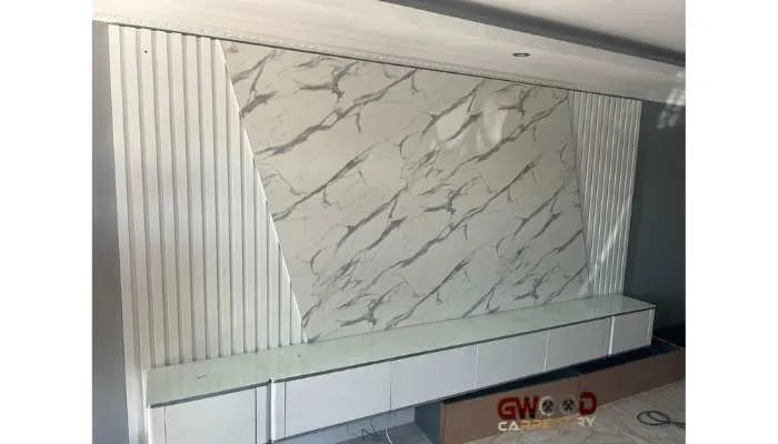 Modern wall unit white and silk gray