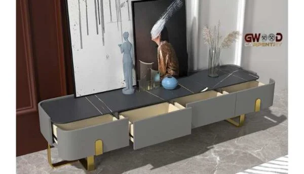 TV Stand gold and grey