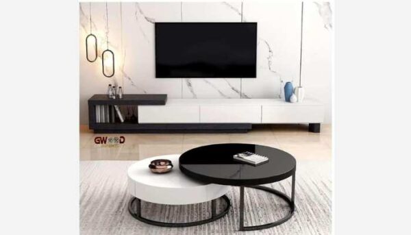 Combo Black & White Coffee Table and TV Stand