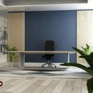 modern blue grey office desk
