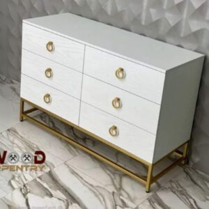 Chest of drawers with gold steel legs